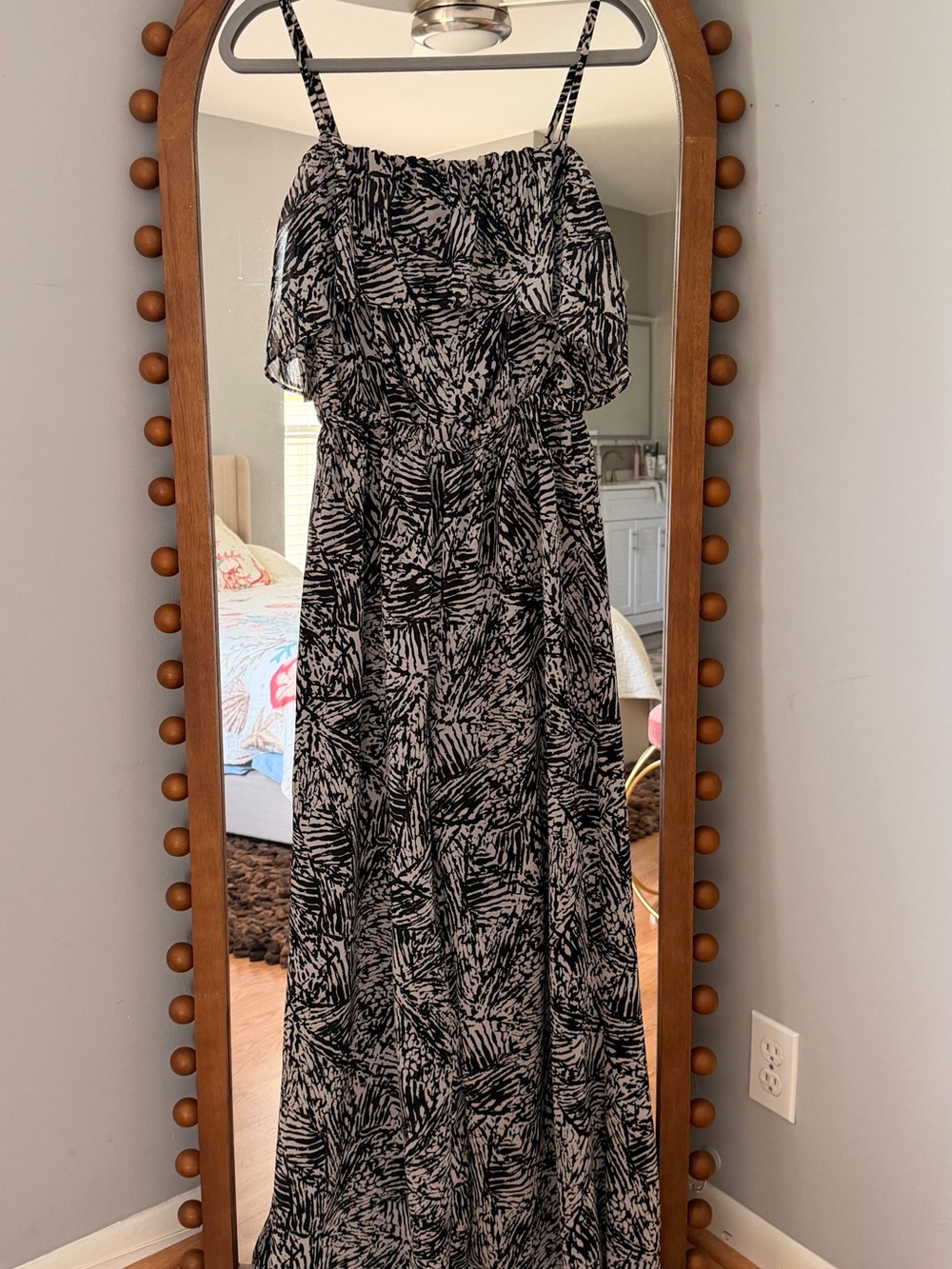BCBGeneration Black and White Printed Maxi Jumpsuit wide legs